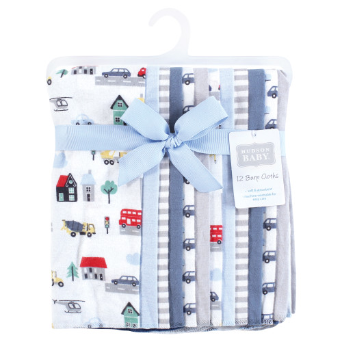 Hudson Baby Cotton Flannel Burp Cloths Bundle, City Life