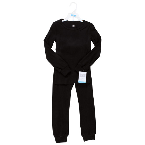 Hudson Baby Thermal Long Underwear 2pc Set, Black