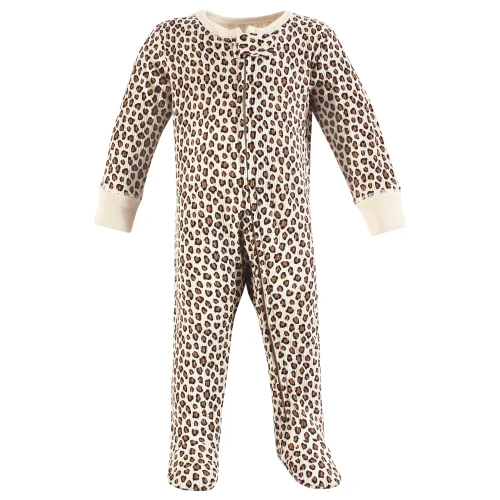 Hudson Baby Thermal Zipper Sleep and Play 2pk, Buffalo Plaid Leopard