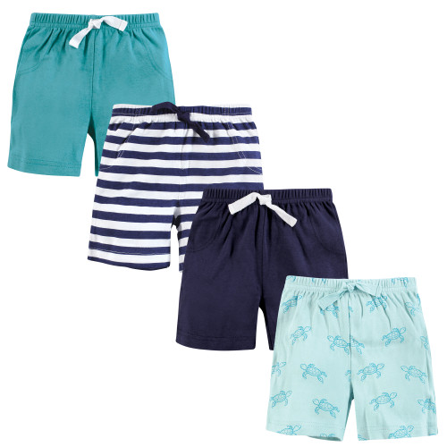 Hudson Baby Shorts Bottoms 4-Pack, Sea Turtle