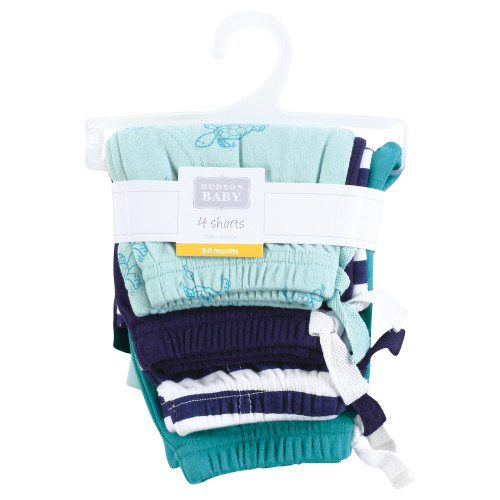 Hudson Baby Shorts Bottoms 4-Pack, Sea Turtle