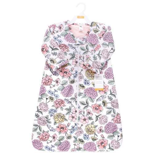 Hudson Baby Long Sleeve Plush Faux Fur Sleeping Bag, Wearable Blanket, Vintage Blossom