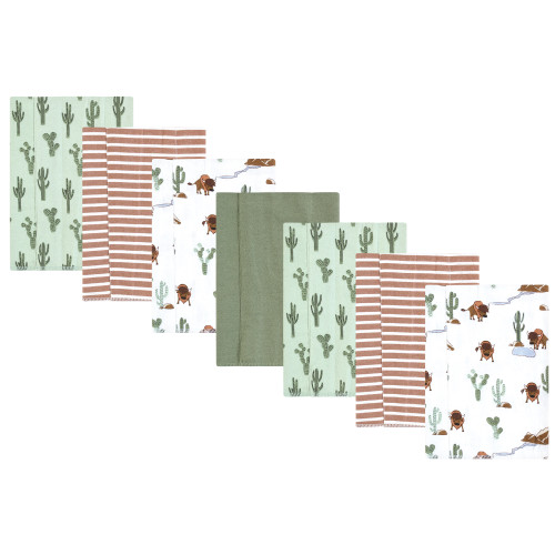 Hudson Baby Cotton Flannel Burp Cloths, Wilderness 7 Pack