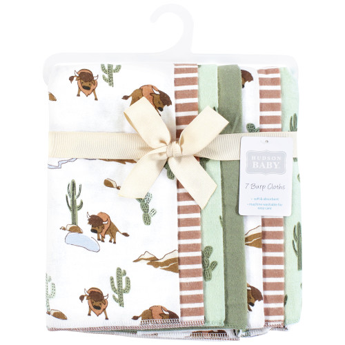Hudson Baby Cotton Flannel Burp Cloths, Wilderness 7 Pack