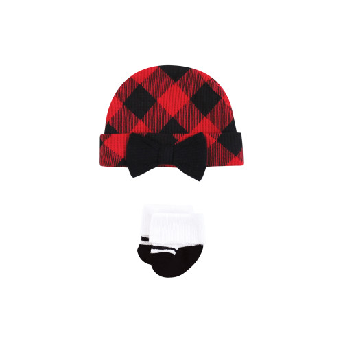 Hudson Baby Thermal Preemie Layette Set 4pc, Girl Buffalo Plaid Long Sleeve