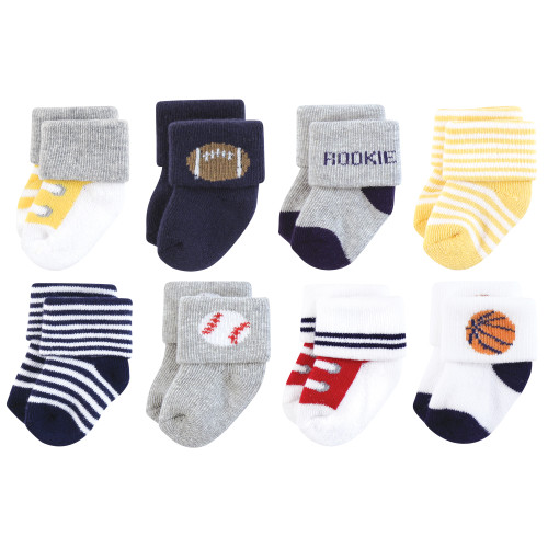 Hudson Baby Cotton Rich Newborn and Terry Socks, Sports Rookie