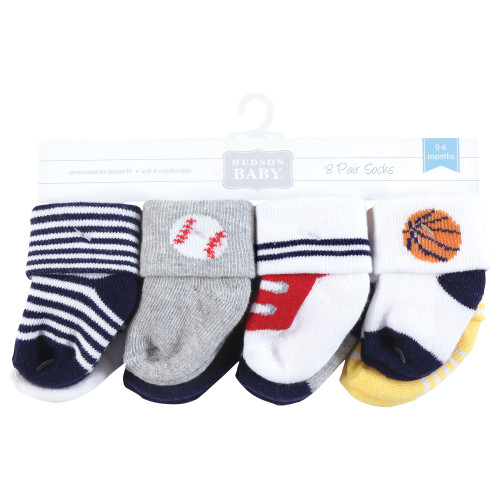Hudson Baby Cotton Rich Newborn and Terry Socks, Sports Rookie