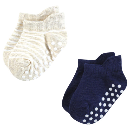 Hudson Baby Non-Skid No-Show Socks, Boy Asst Stripes