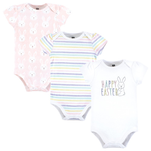 Hudson Baby Cotton Bodysuits, Easter Bunny Pink