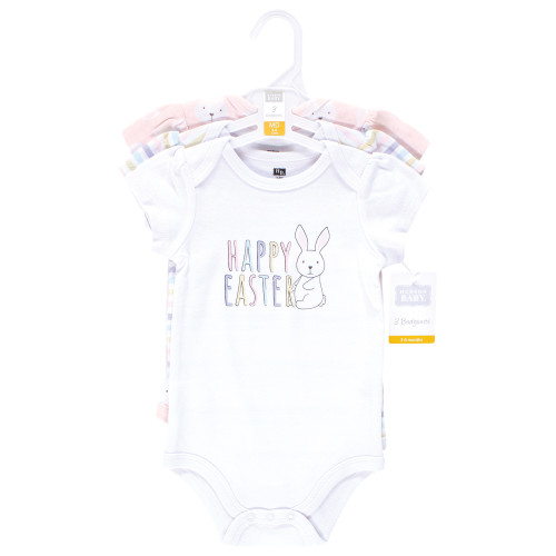 Hudson Baby Cotton Bodysuits, Easter Bunny Pink