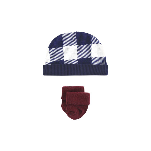 Hudson Baby Thermal Preemie Layette Set 4pc, Navy Plaid Long Sleeve