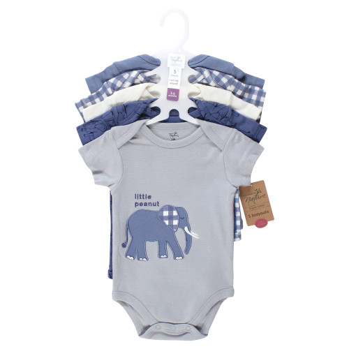 Touched By Nature Organic Cotton Bodysuits, Blue Peanut