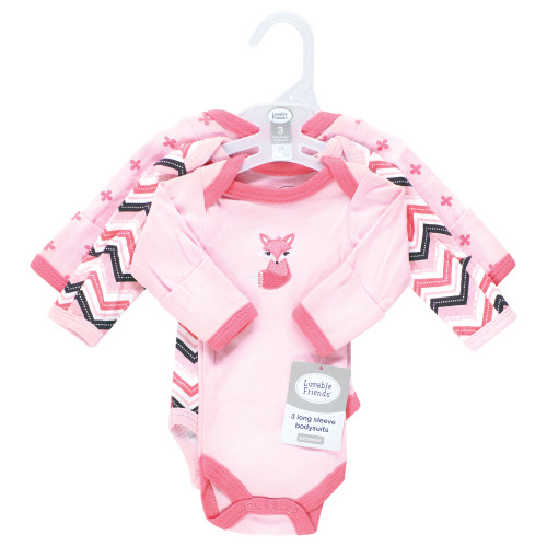 Luvable Friends Preemie Long Sleeve Bodysuits 3pk - Foxy, Foxy