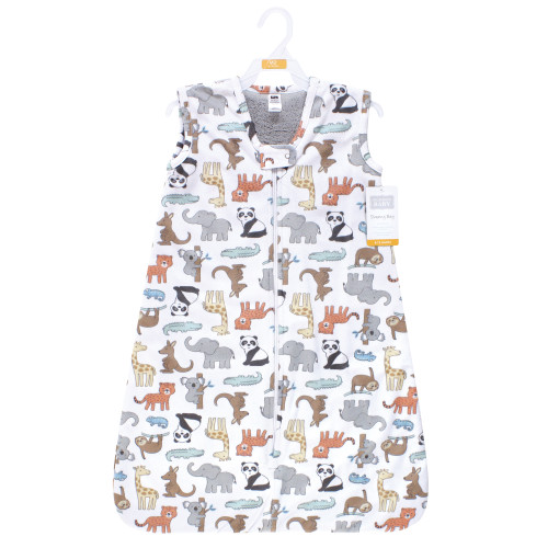 Hudson Baby Plush Faux Fur Sleeping Bag, Wearable Blanket, Zoo Animals