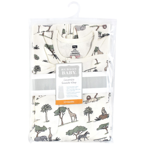Hudson Baby Convertible Swaddle Sleep Sack, Going On Safari