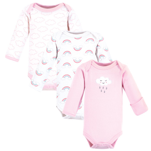 Luvable Friends Preemie Long Sleeve Bodysuits 3pk - Girl Cloud, Girl Cloud