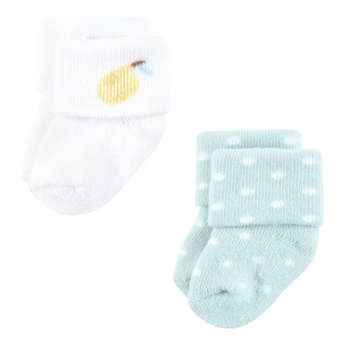 Hudson Baby Cotton Rich Newborn and Terry Socks, Lemon Daisy