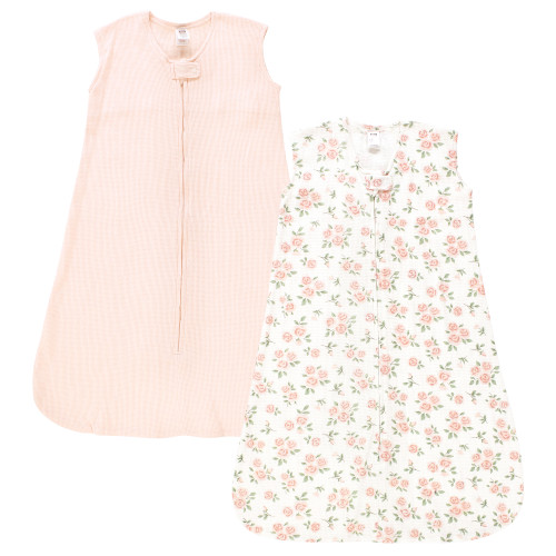 Hudson Baby Thermal Sleeveless Sleeping Bag 2pk, Soft Pink Sage Rose