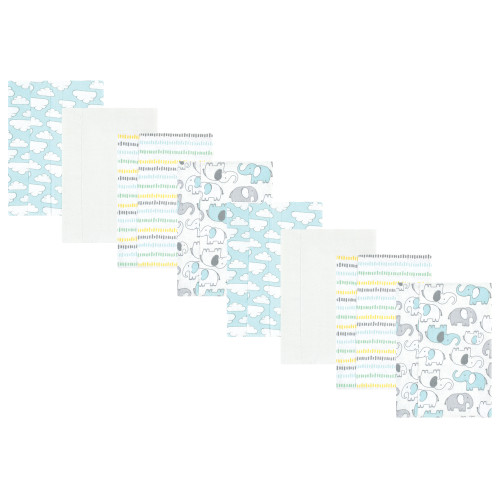 Hudson Baby Cotton Poly Flannel Burp Cloths Multipack, Neutral New Elephant 8-Pack