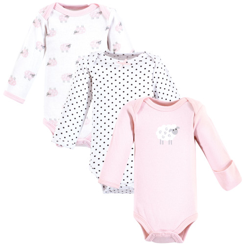 Luvable Friends Preemie Long Sleeve Bodysuits 3pk - Pink Sheep, Pink Sheep