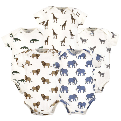 Touched By Nature Organic Cotton Bodysuits, Classic Safari Animals