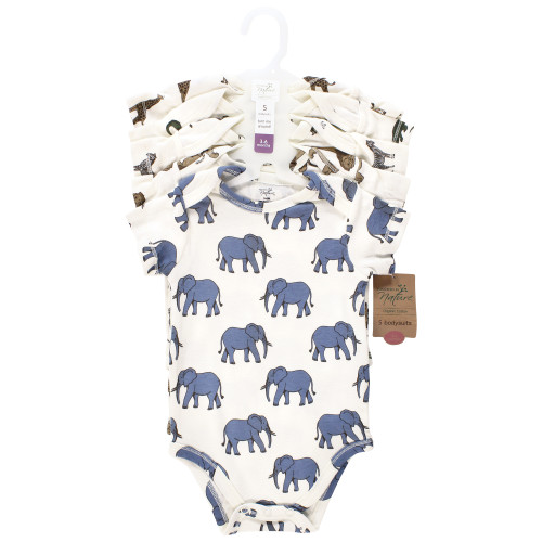 Touched By Nature Organic Cotton Bodysuits, Classic Safari Animals