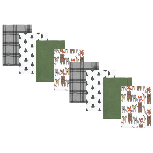 Hudson Baby Cotton Poly Flannel Burp Cloths Multipack, Wild Forest 8-Pack