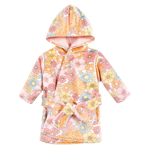 Hudson Baby Mink with Faux Fur Lining Pool and Beach Robe Cover-ups, Peace Love Flowers