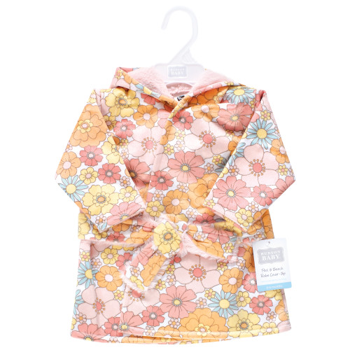 Hudson Baby Mink with Faux Fur Lining Pool and Beach Robe Cover-ups, Peace Love Flowers