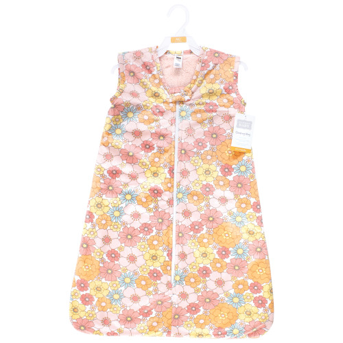 Hudson Baby Plush Faux Fur Sleeping Bag, Wearable Blanket, Peace Love Flowers