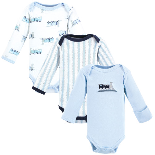 Luvable Friends Preemie Long Sleeve Bodysuits 3pk - Train, Train