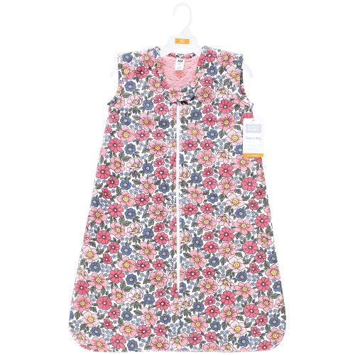 Hudson Baby Plush Faux Fur Sleeping Bag, Wearable Blanket, Pink Blue Pretty Floral