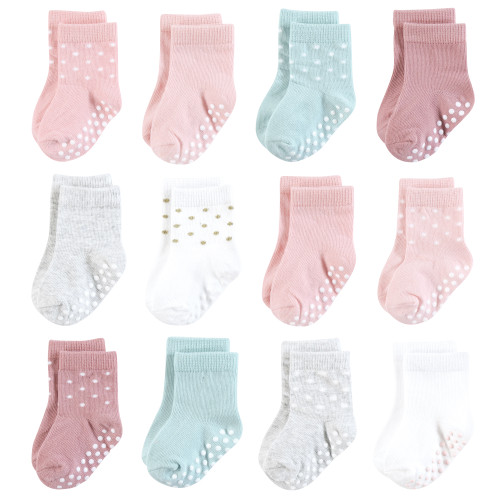 Hudson Baby Cotton Rich Newborn and Terry Socks, Soft Dots