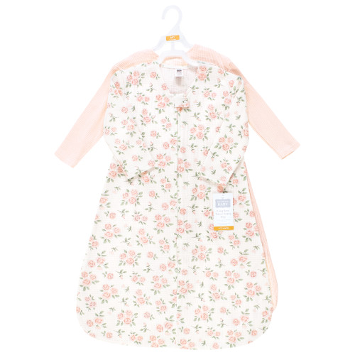 Hudson Baby Thermal Long Sleeve Sleeping Bag 2pk, Soft Pink Sage Rose