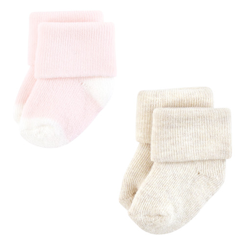Hudson Baby Cotton Rich Newborn and Terry Socks, Girl Soft Asst Colors