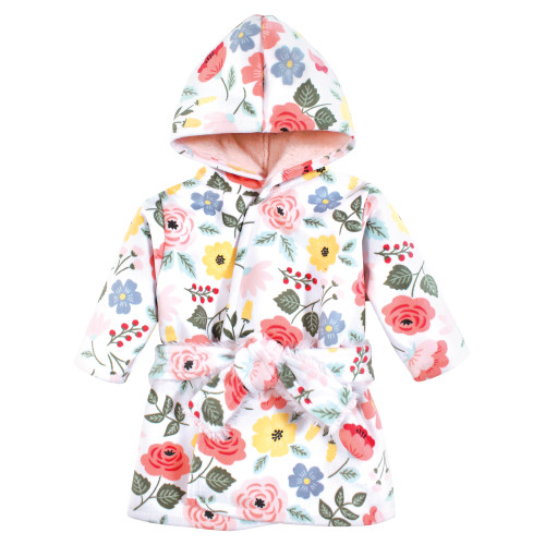 Hudson Baby Mink with Faux Fur Lining Pool and Beach Robe Cover-ups, Modern Botanical