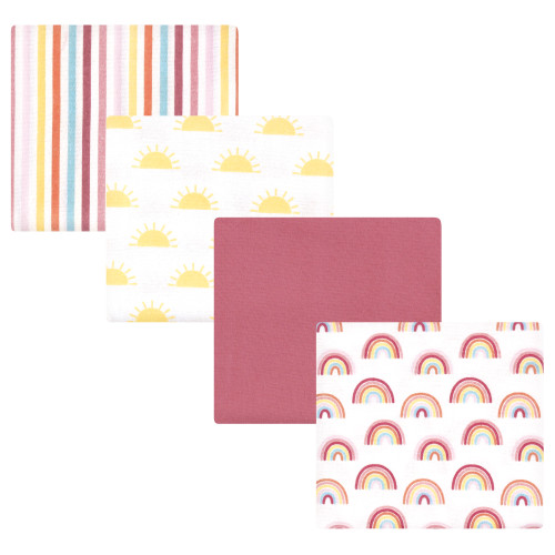 Hudson Baby Cotton Flannel Receiving Blankets, Sunshine And Rainbows