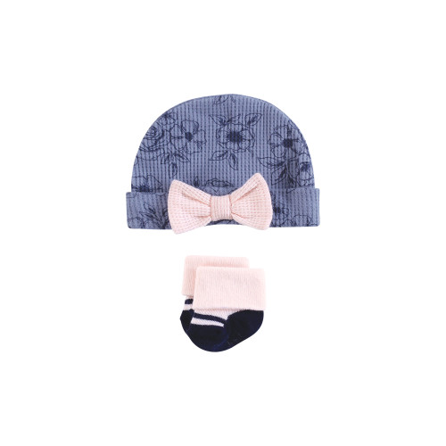 Hudson Baby Thermal Preemie Layette Set 4pc, Navy Toile Short Sleeve