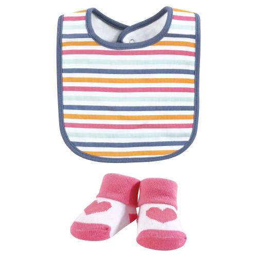 Hudson Baby Cotton Bib and Sock Set, Love Family