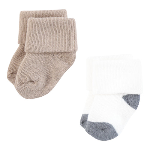 Hudson Baby Cotton Rich Newborn and Terry Socks, Neutral Heel Toe