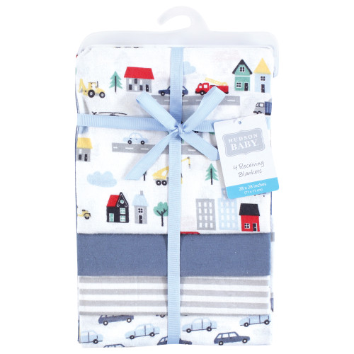 Hudson Baby Cotton Flannel Receiving Blankets, City Life