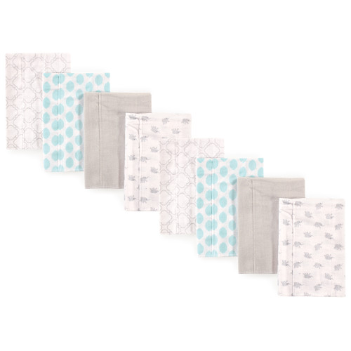 Luvable Friends Cotton Poly Flannel Burp Cloths Multipack, Elephant 8-Pack
