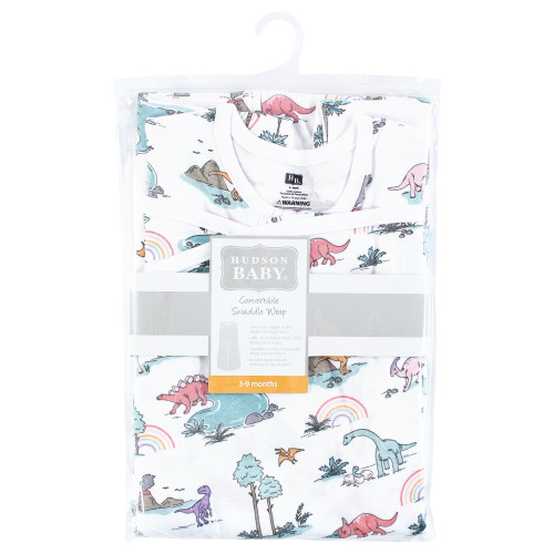 Hudson Baby Convertible Swaddle Sleep Sack, Pink Dinosaur Adventures