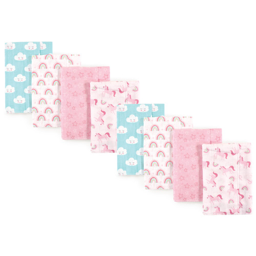 Luvable Friends Cotton Poly Flannel Burp Cloths Multipack, Rainbow 8-Pack