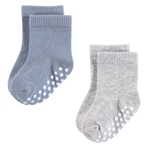 Hudson Baby Cotton Rich Newborn and Terry Socks, Blue Gray Basic