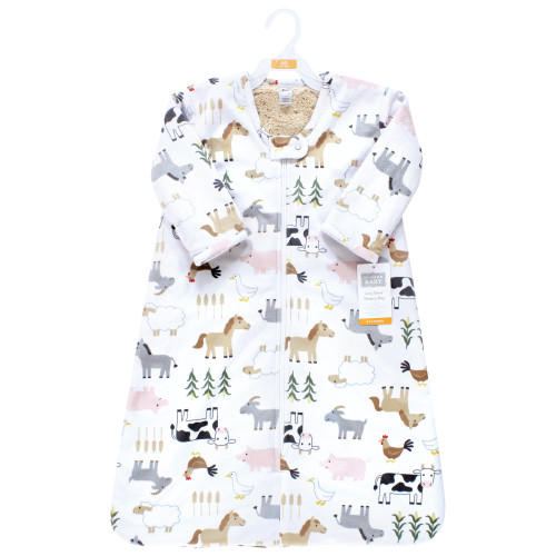 Hudson Baby Long Sleeve Plush Faux Fur Sleeping Bag, Wearable Blanket, Cute Farm