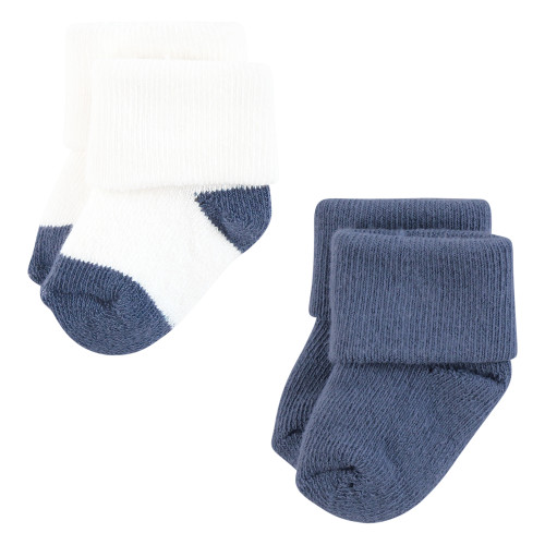 Hudson Baby Cotton Rich Newborn and Terry Socks, Blue Green Heel Toe