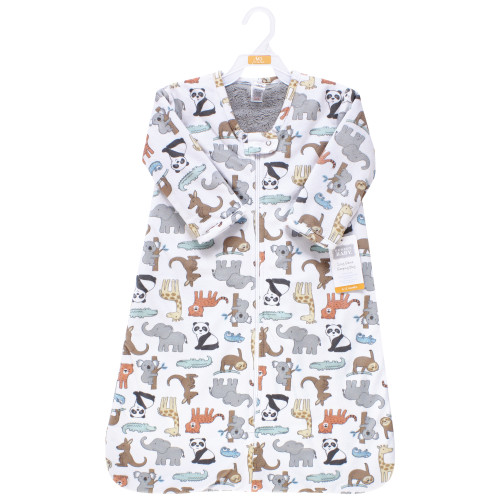 Hudson Baby Long Sleeve Plush Faux Fur Sleeping Bag, Wearable Blanket, Zoo Animals