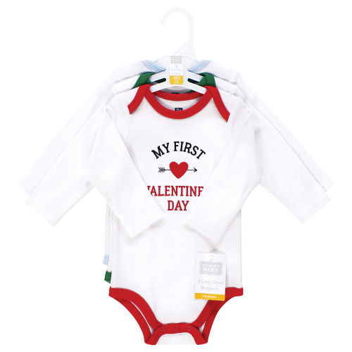 Hudson Baby Cotton Long-Sleeve Bodysuits, Boy First Valentine Easter