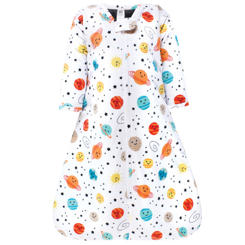 Hudson Baby Long Sleeve Plush Faux Fur Sleeping Bag, Wearable Blanket, Happy Planets